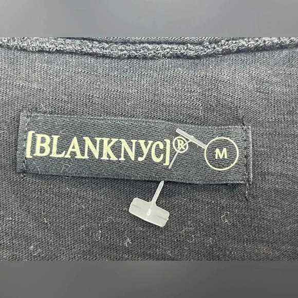 Blank NYC Linen Blend V-Neck Long Sleeve Tunic Top M Assymetric Black Grunge Y2K - Picture 10 of 11